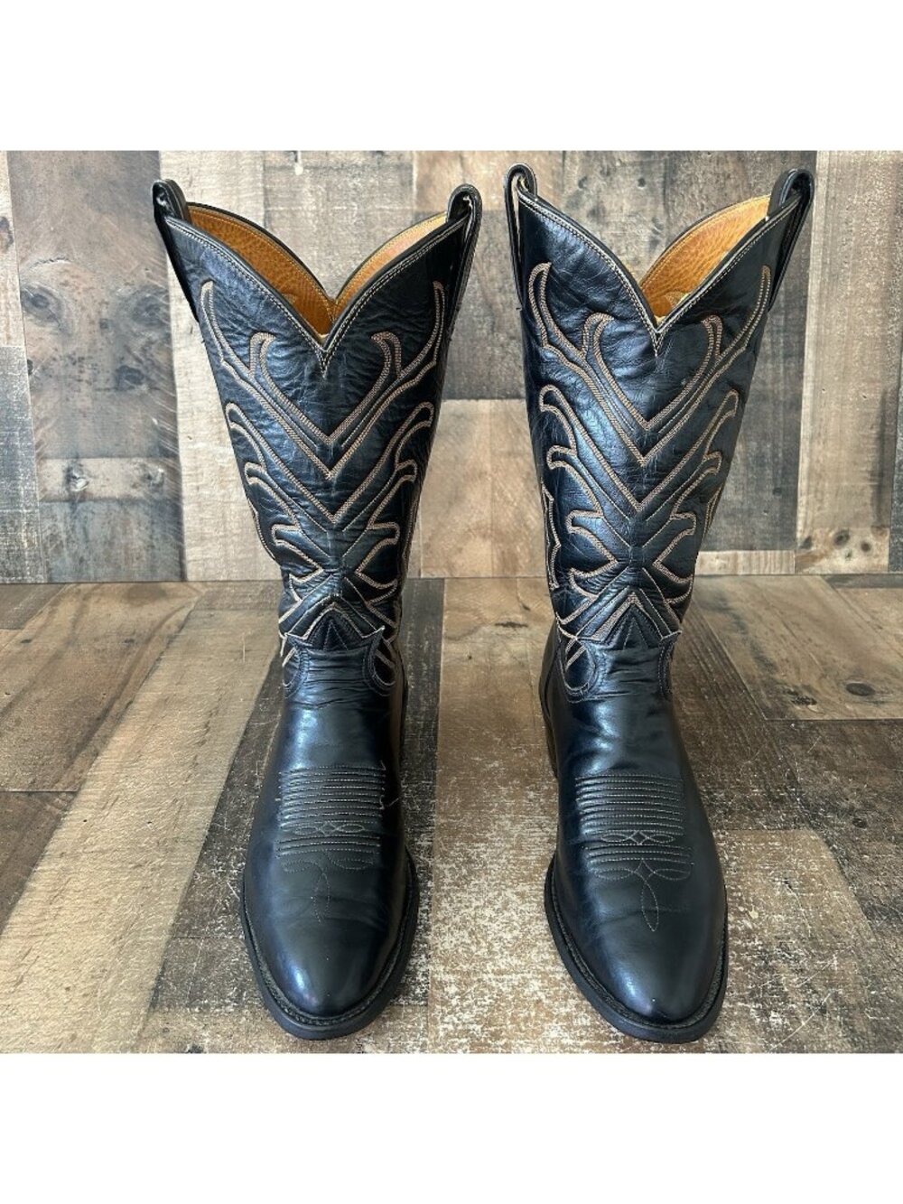 Tony Lama Vintage Gold Label Western Cowboy Boots Mens 9.5 D